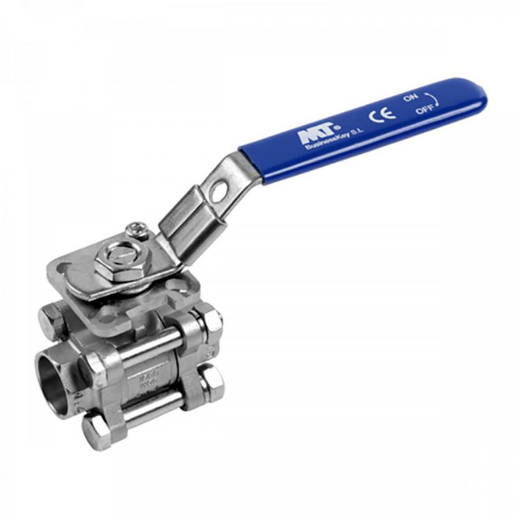 Three-Piece Stainless Steel Ball Valve Socket Weld Mounting 