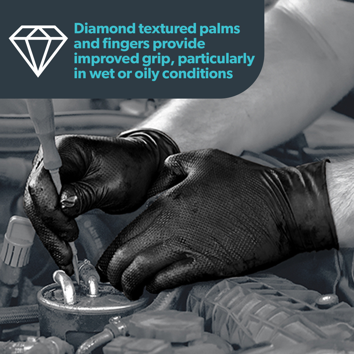 Black Nitrile Gloves | Heavy Duty | PRO.TECT Black Diamond | Unigloves