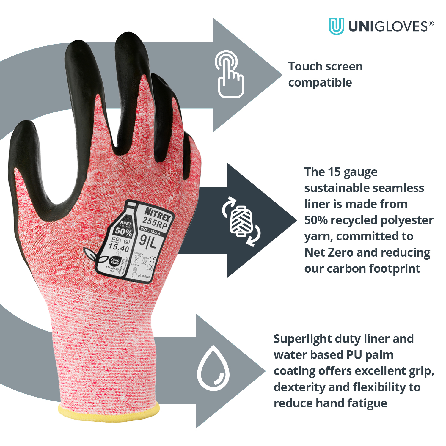 thumbnail image 2 of 12 Pairs Mastpur Nitrile Coated Work Gloves – Great Grip & Durability 2 of 3