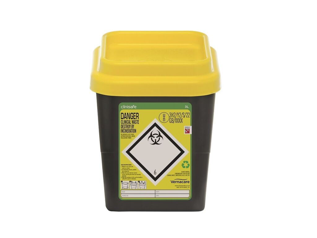 Clinisafe® 3L Grey UK Yellow Lid Image