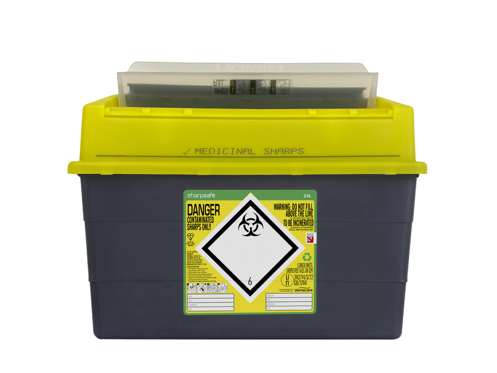 Sharpsafe® 24L Yellow--Lidded Container (Protected Access) Image
