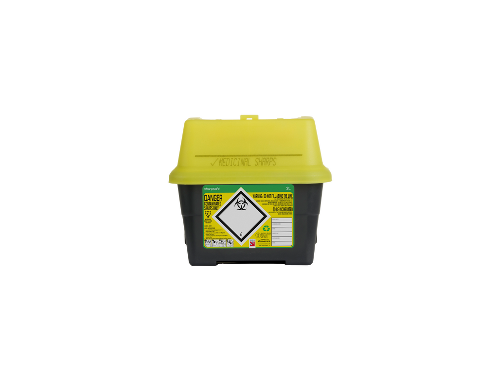 Sharpsafe® 2L Yellow-Lidded Container Image