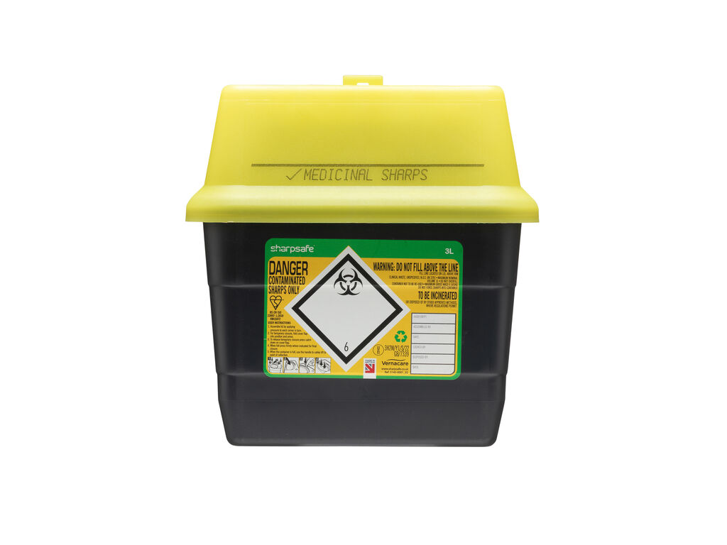 Sharpsafe® 3L Yellow-Lidded Container Image