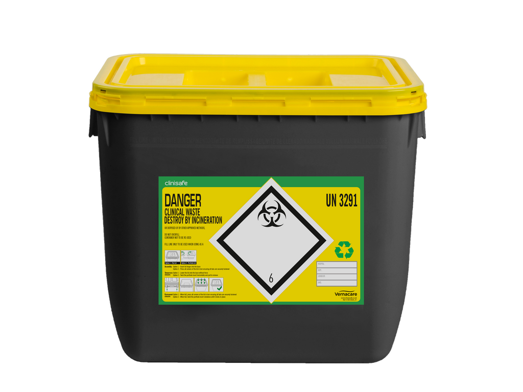 Clinisafe® 30L Grey UK Yellow Lid Flat Lid Image