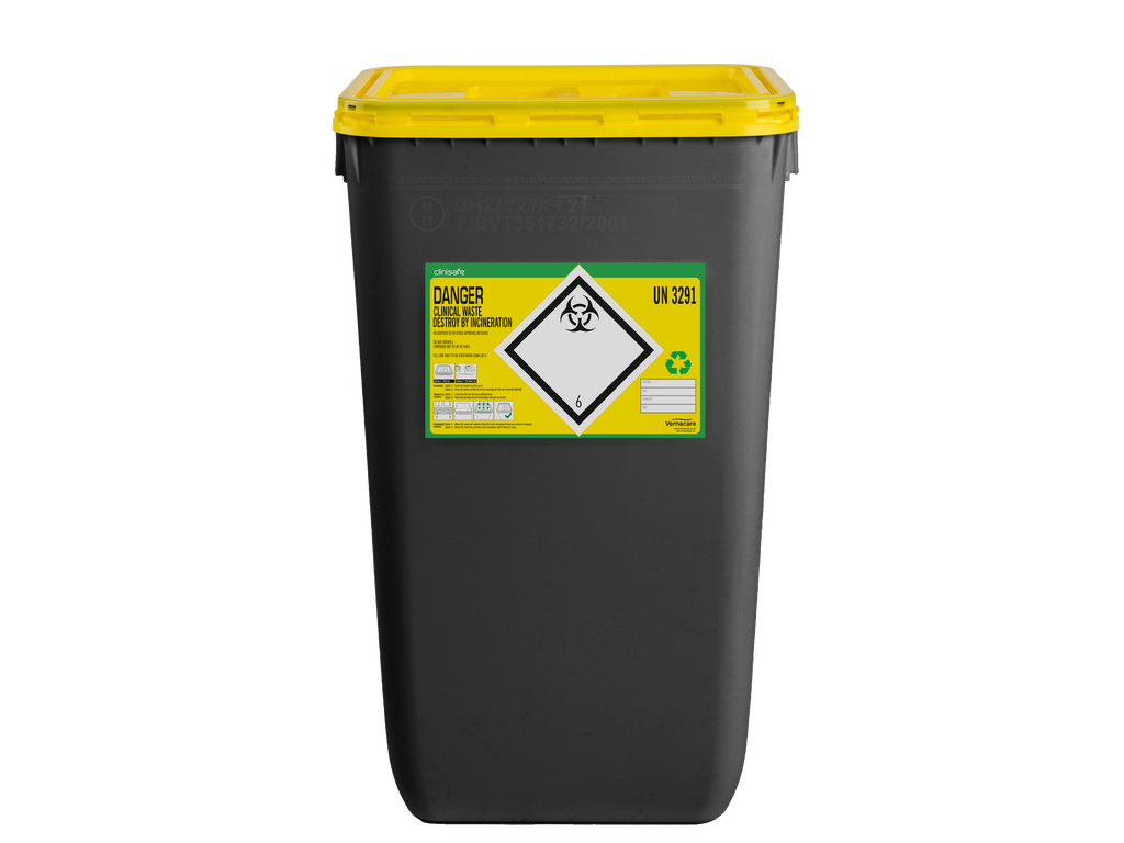 Clinisafe® 60L Grey UK Yellow Lid Flat Lid Image