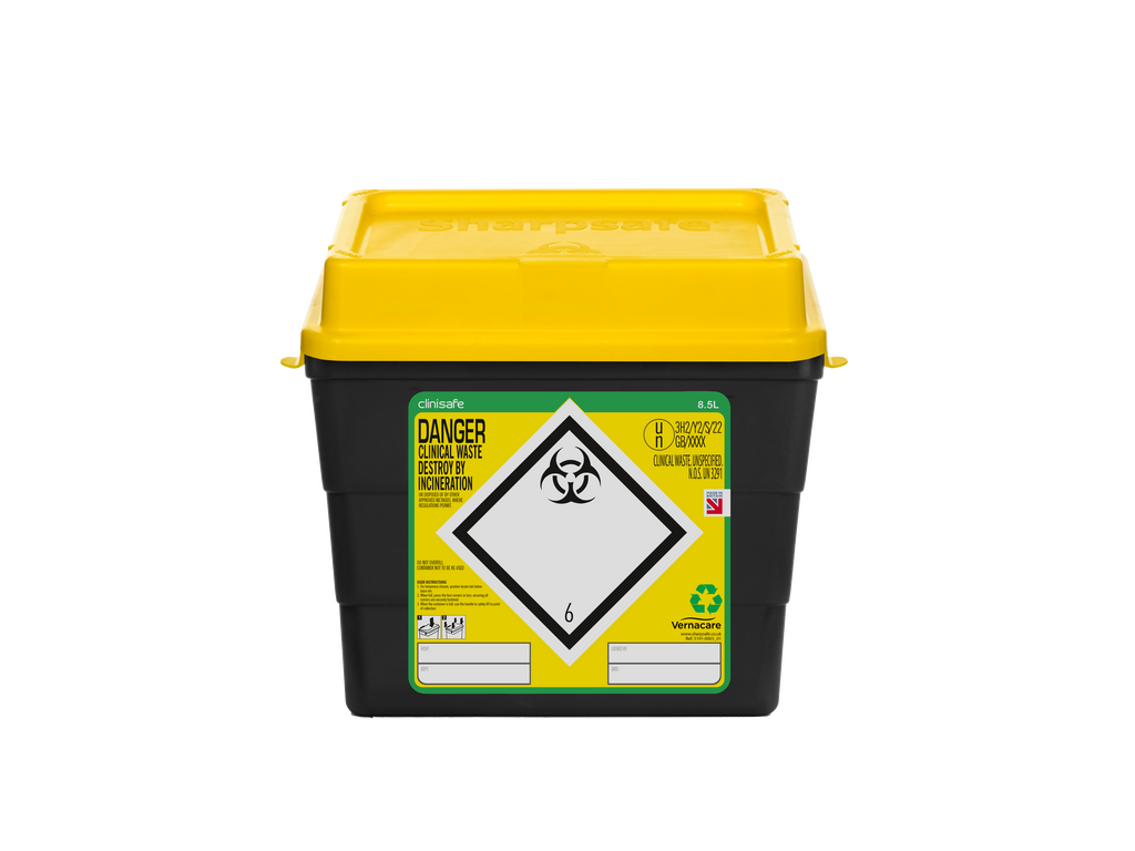 Clinisafe® 8L Yellow-Lidded Clinical Waste Container Image