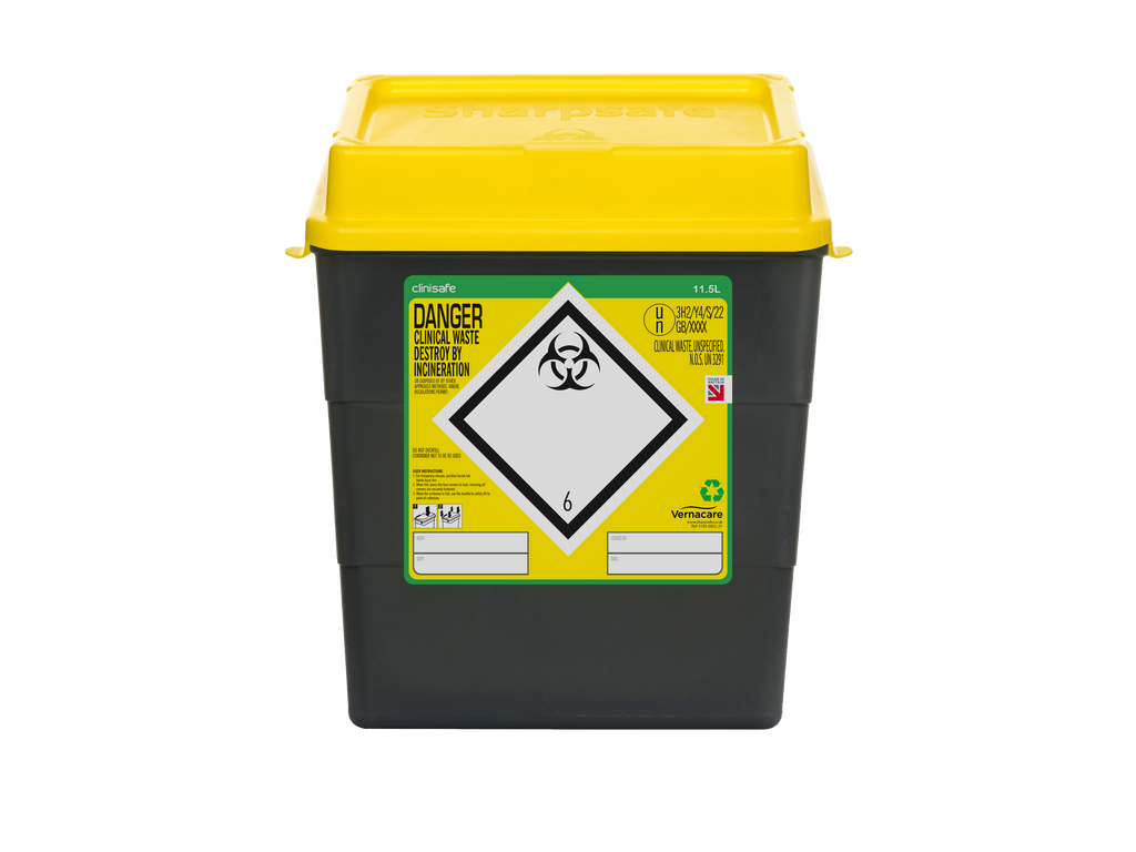 Clinisafe® 11.5L Grey UK Yellow Lid Image