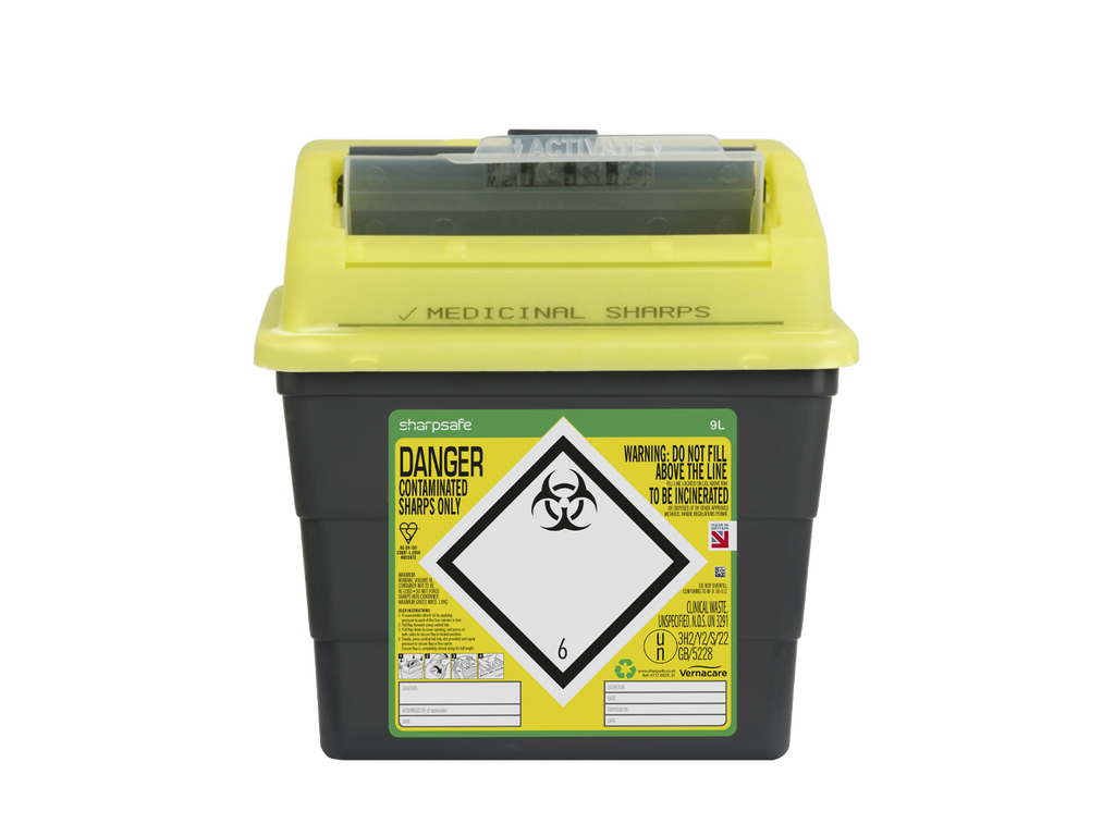 Sharpsafe® 9L Yellow-Lidded Container (Protected Access) Image
