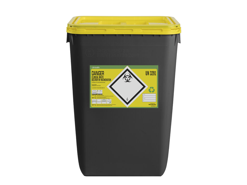 50L Yellow Clinisafe® Plastic Container, Porthole Lid Image