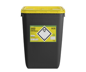 50L Yellow Clinisafe® Plastic Container, Porthole Lid Image