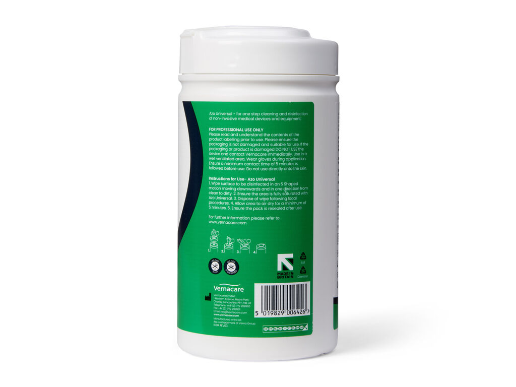 Azo® Universal Cleaning & Disinfectant Wipes CE - 100 Wipes Image