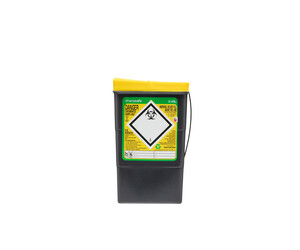 Sharpsafe® 0.45L Grey UK Yellow Lid Petal opening Image