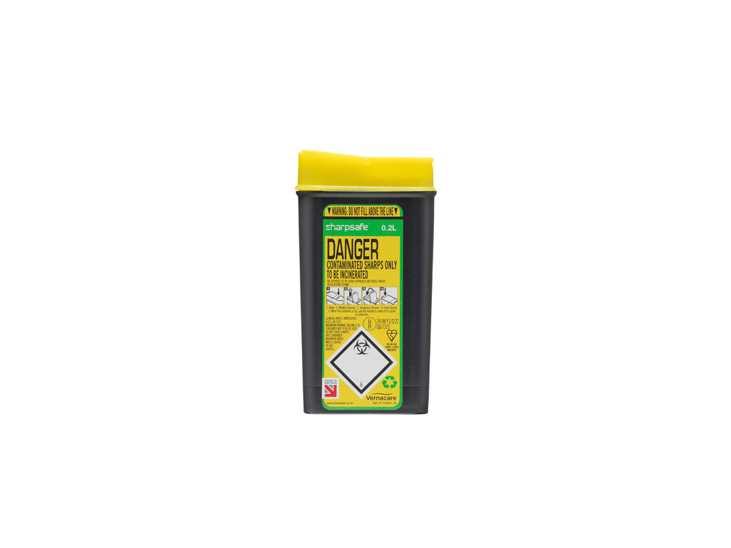 Sharpsafe® 0.2L Grey UK Yellow Lid Petal opening Image