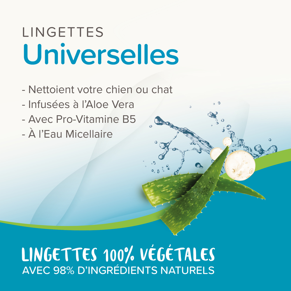 Lingettes nettoyantes Universelles pour chien et chat x30