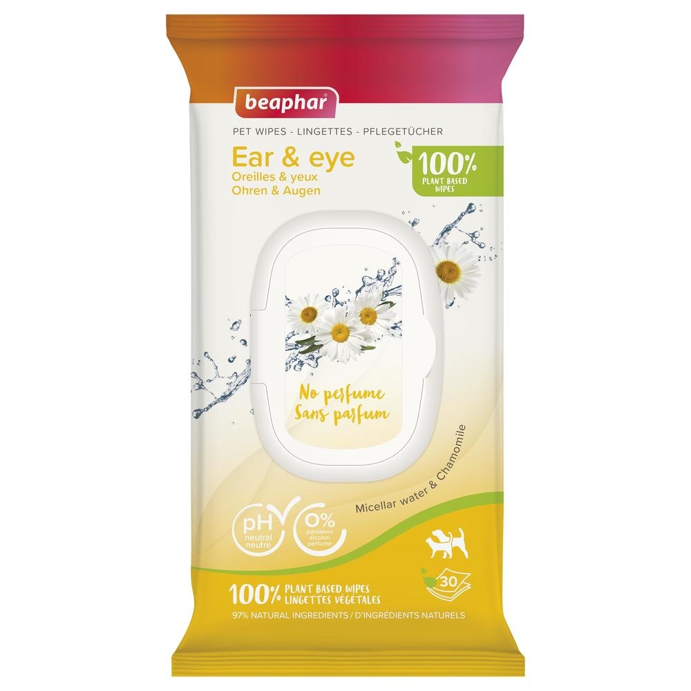 Lingettes nettoyantes Yeux et Oreilles pour chien et chat x30