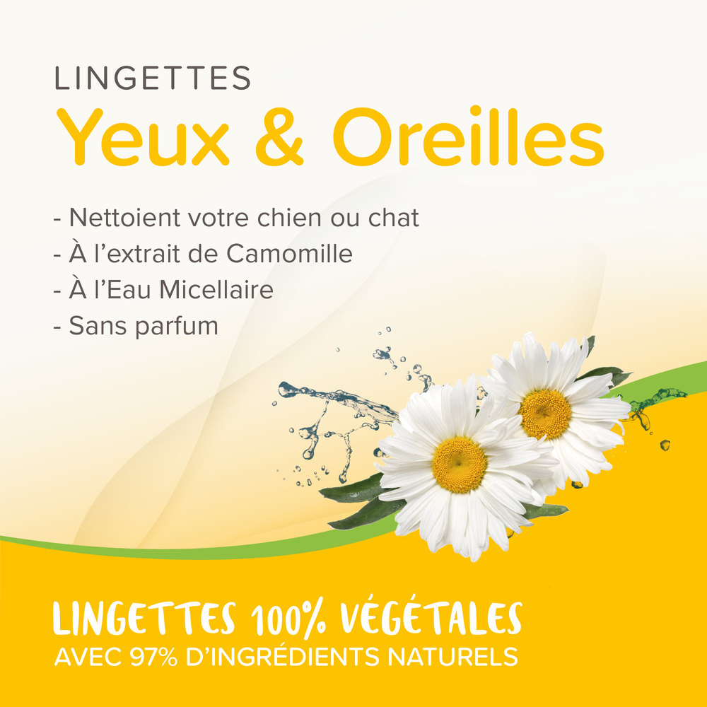 Lingettes nettoyantes Yeux et Oreilles pour chien et chat x30