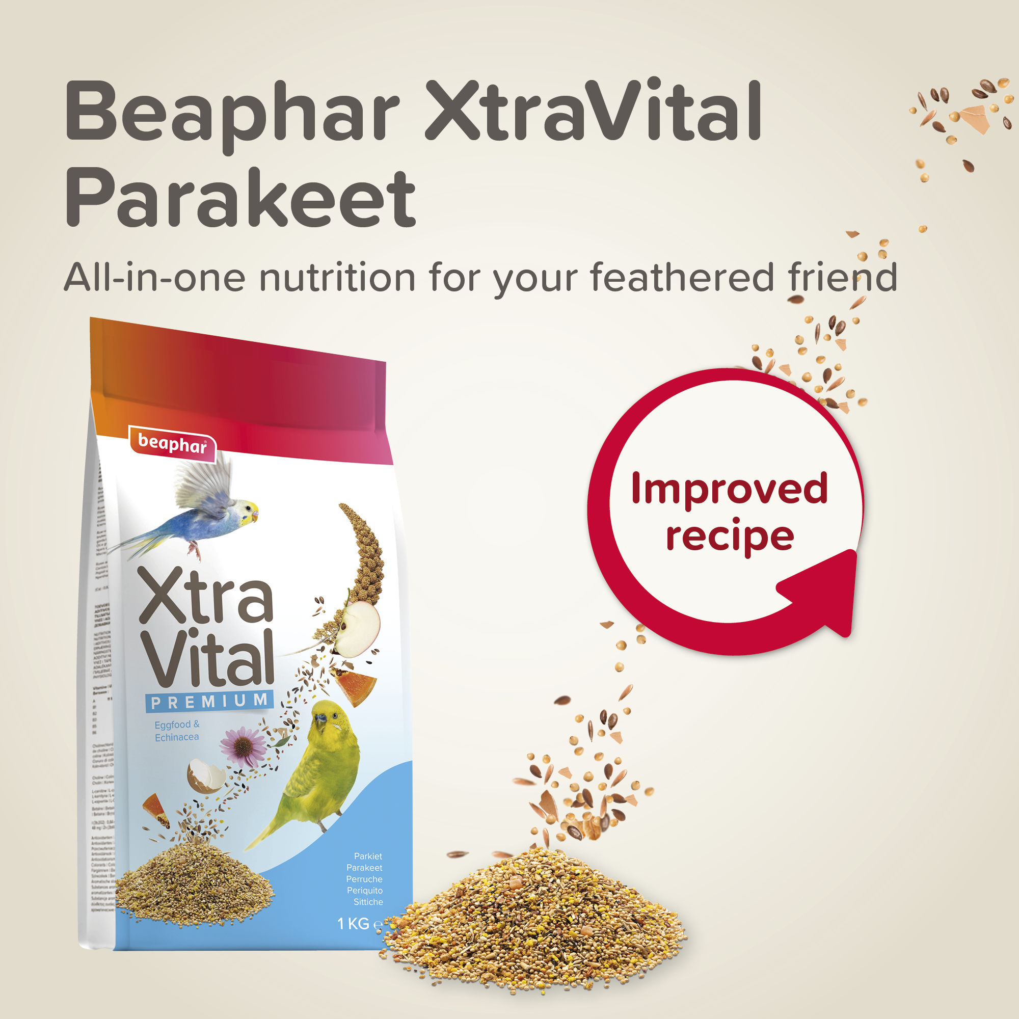 Beaphar XtraVital Parakeet Complete Bird Food - 1kg