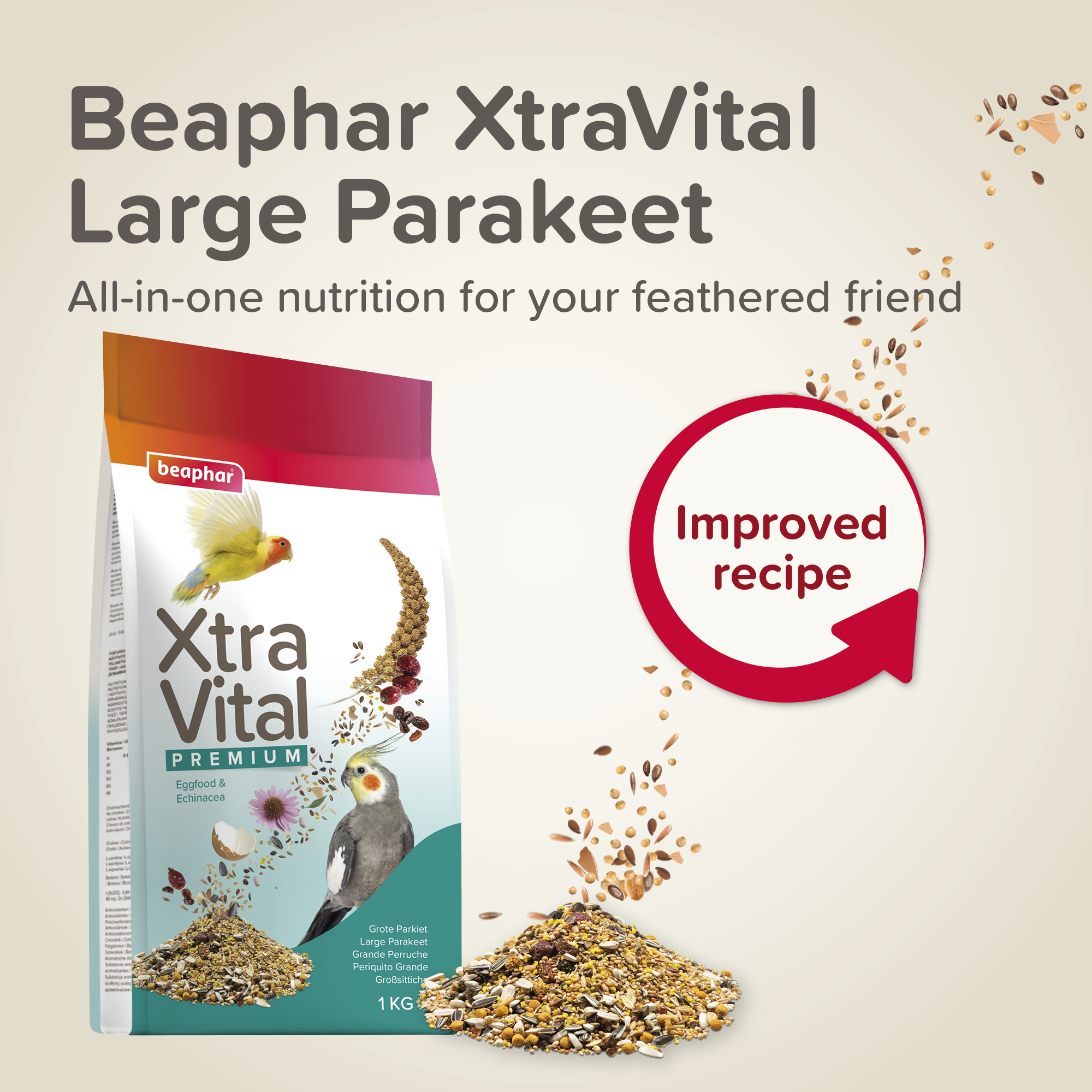 Beaphar XtraVital Large Parakeet Complete Bird Food - 1kg