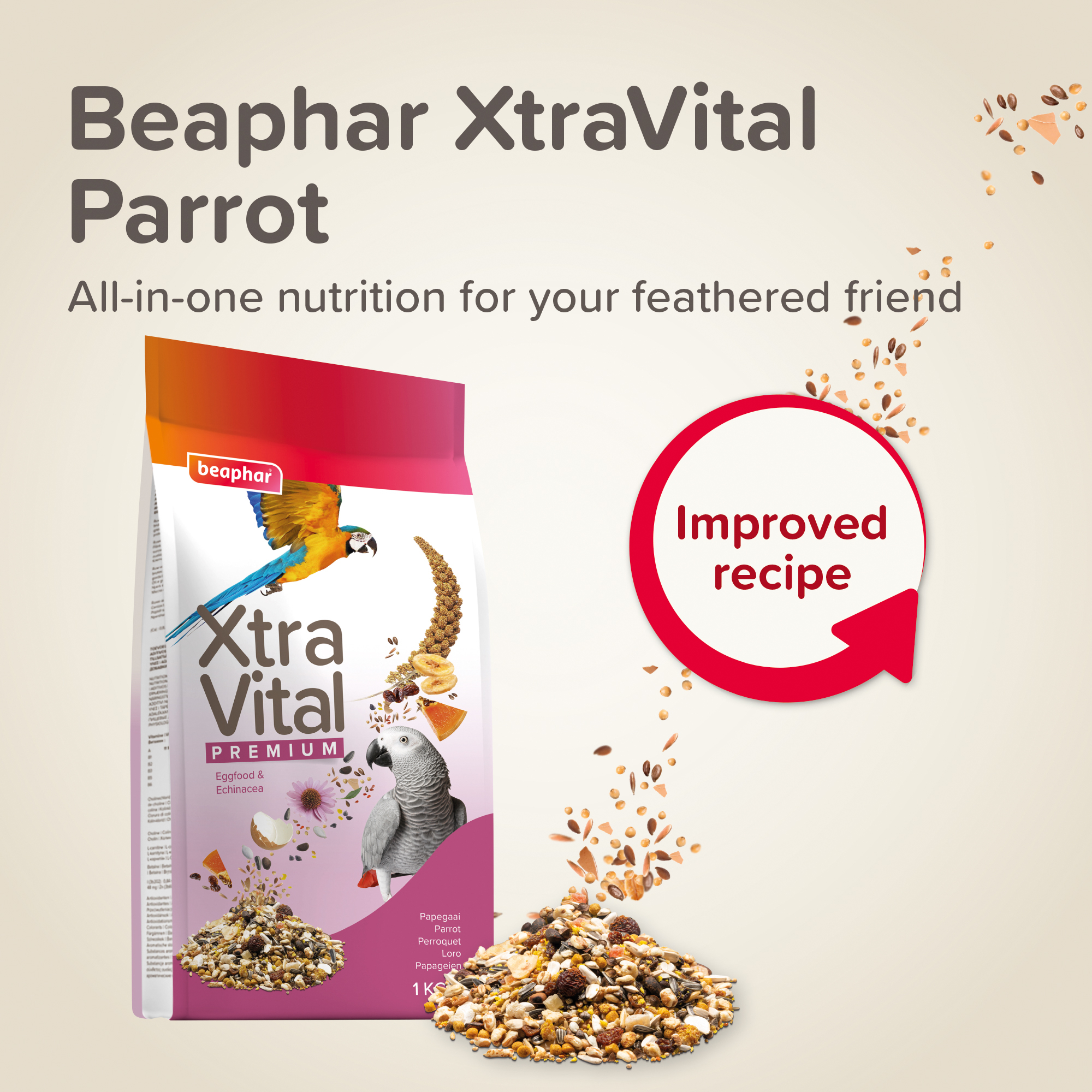 Beaphar XtraVital Parrot Complete Bird Food - 1 kg - Beaphar