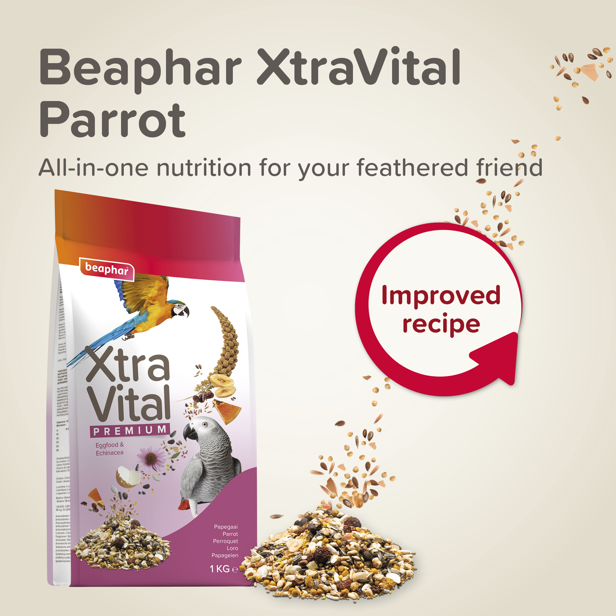 Beaphar XtraVital Parrot Complete Bird Food – 1kg