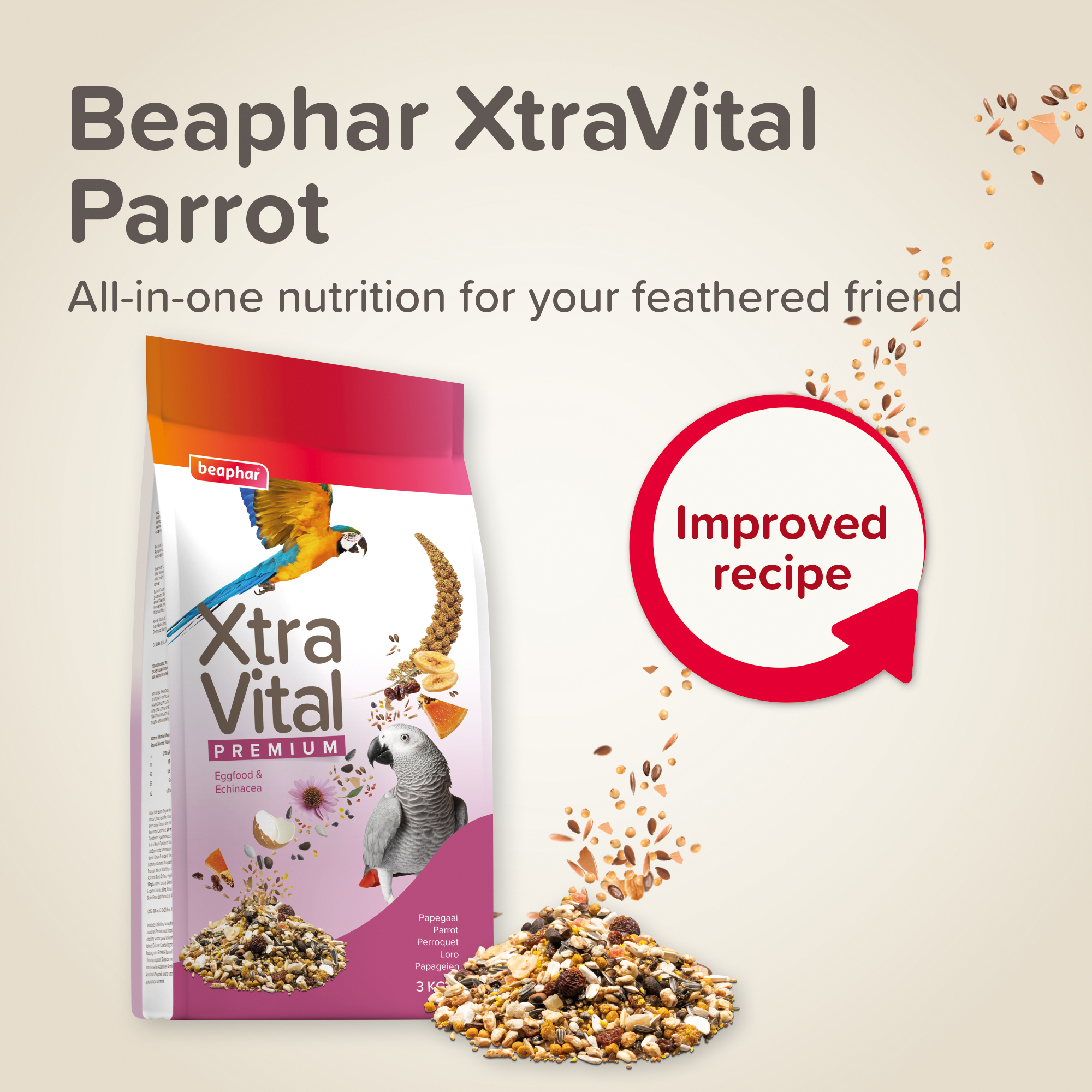 Beaphar XtraVital Parrot Complete Bird Food - 3 kg
