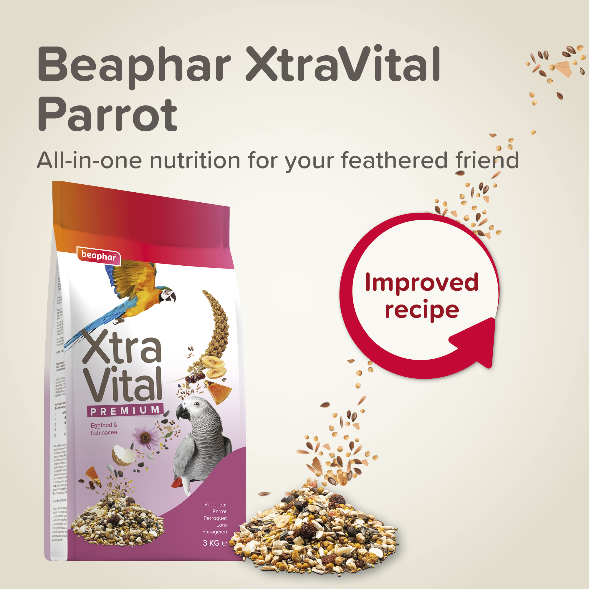 Beaphar XtraVital Parrot Complete Bird Food – 3kg