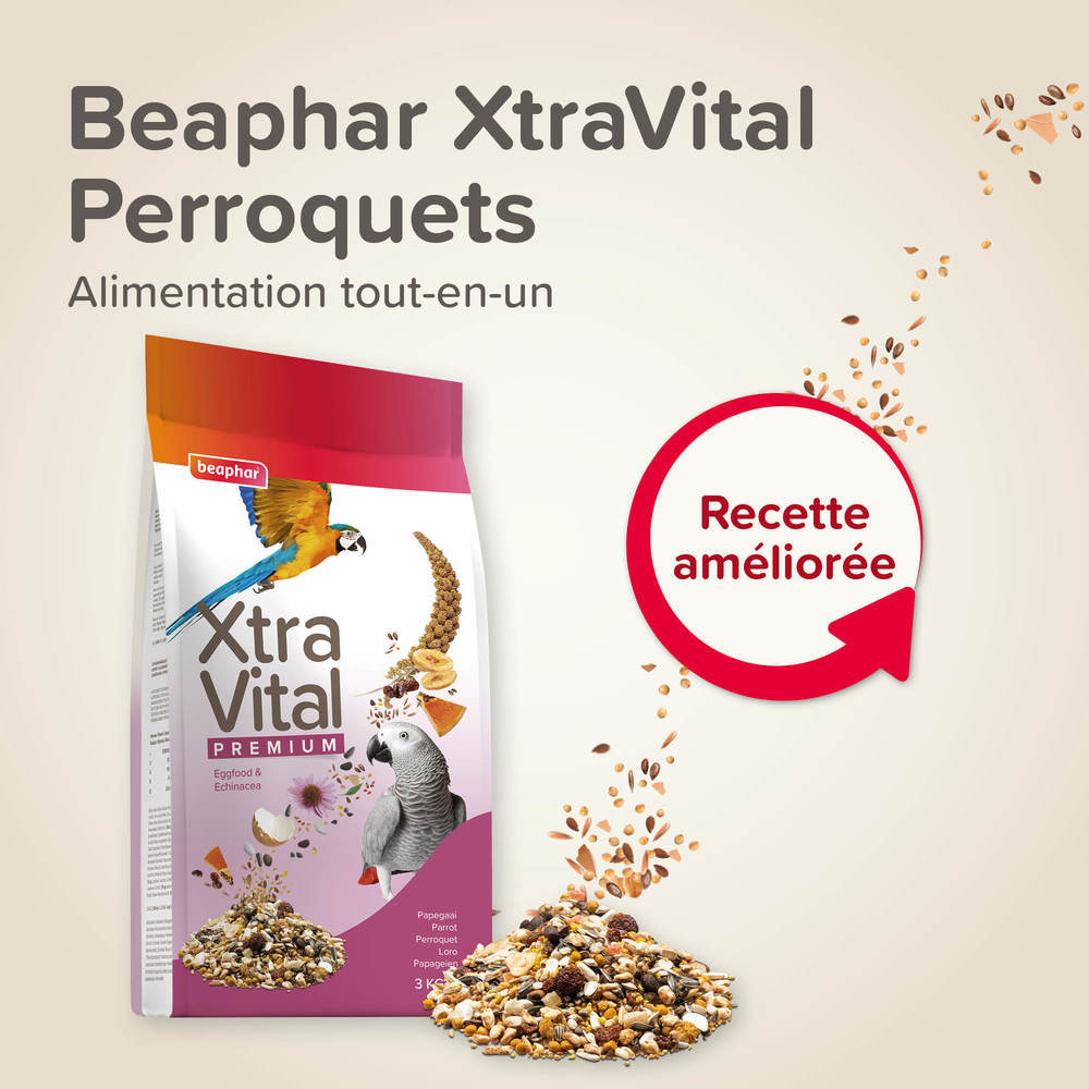 Beaphar XtraVital Alimentation complète pour Perroquets - 3 kg