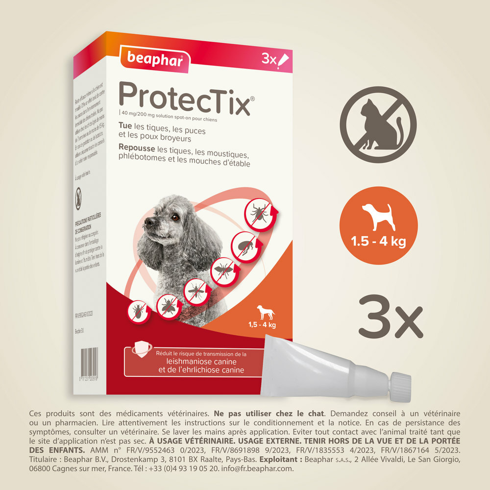 ProtecTix® 40 mg/200 mg solution pour spot-on pour chiens pesant jusqu’à 4 kg