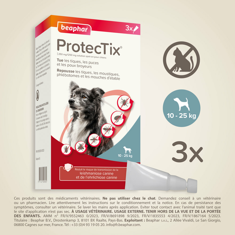 ProtecTix® 250 mg/1250 mg solution pour spot-on pour chiens pesant entre 10 et 25 kg
