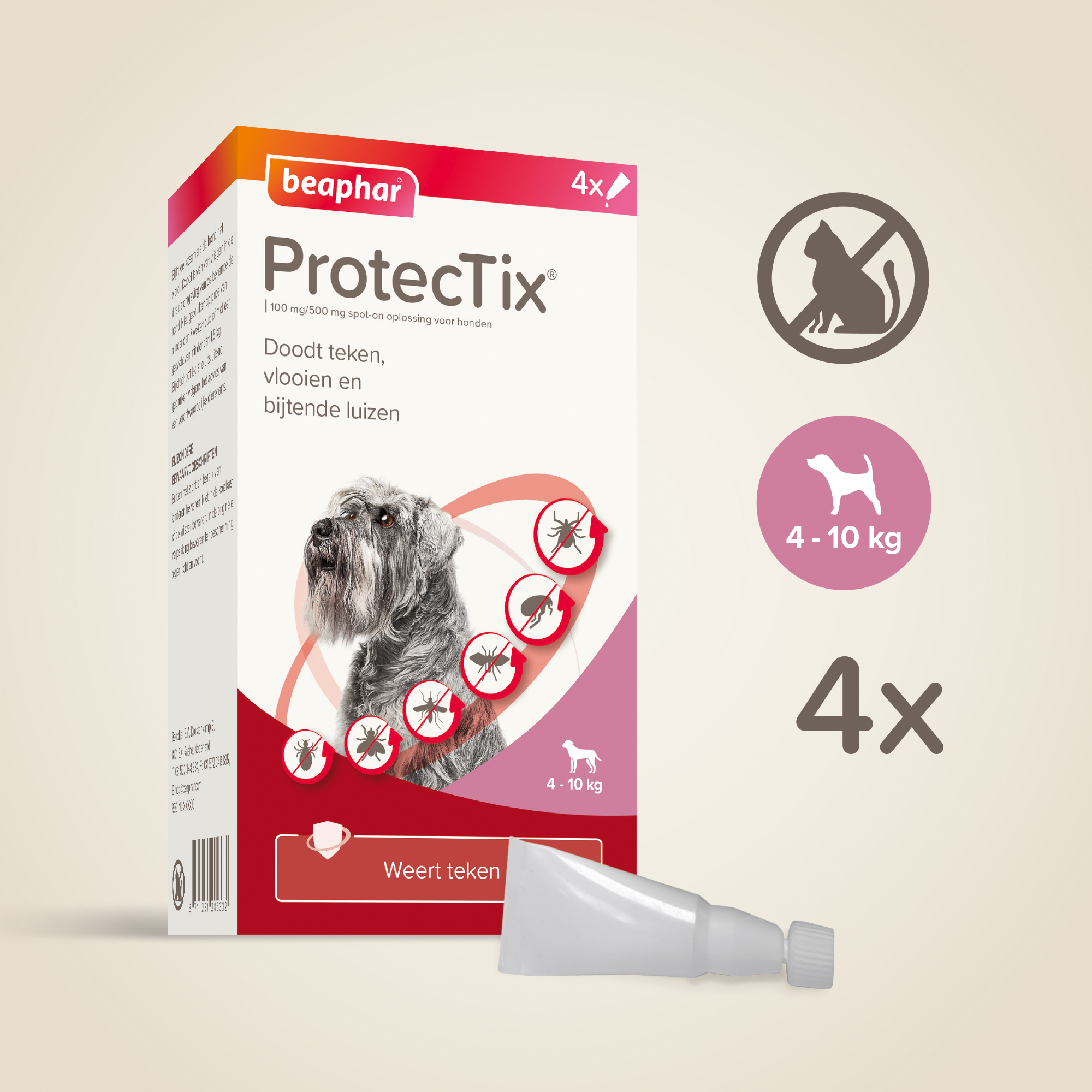 Beaphar ProtecTix® hond 4-10kg 4 pipetten