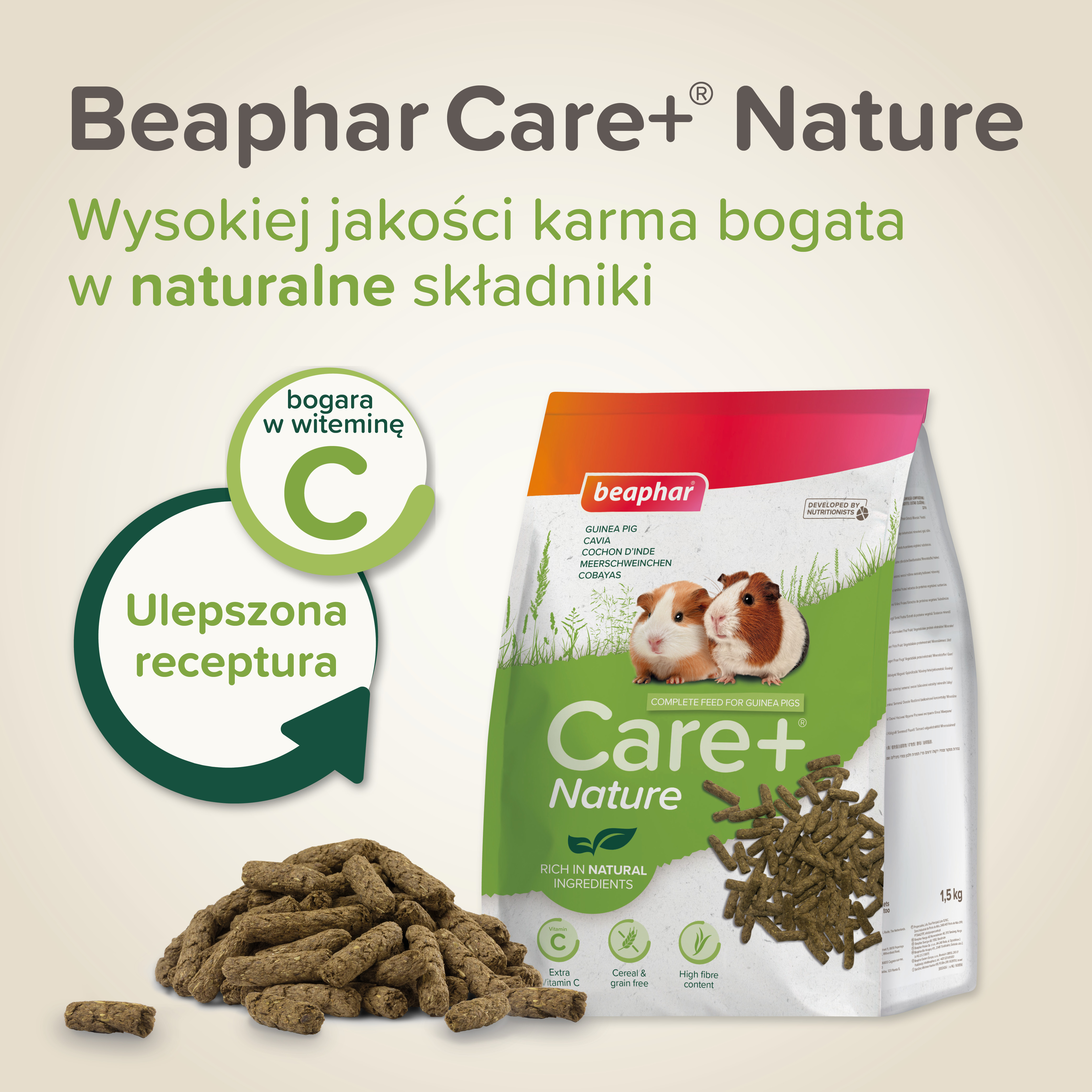 Care+ Nature karma dla świnek morskich 1,5 kg