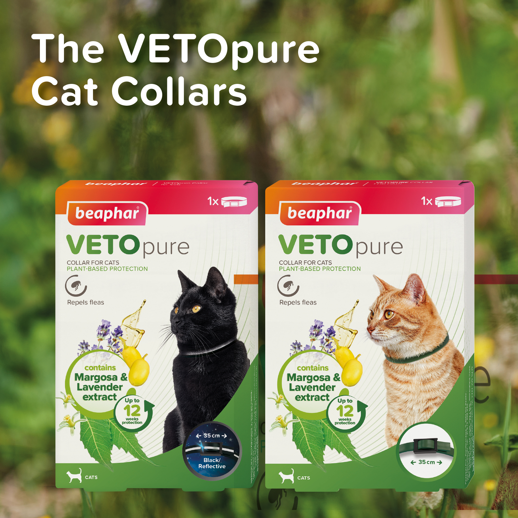 Beaphar VETOpure Plant-Based Protection Flea Reflective Collar for Cats | 35cm