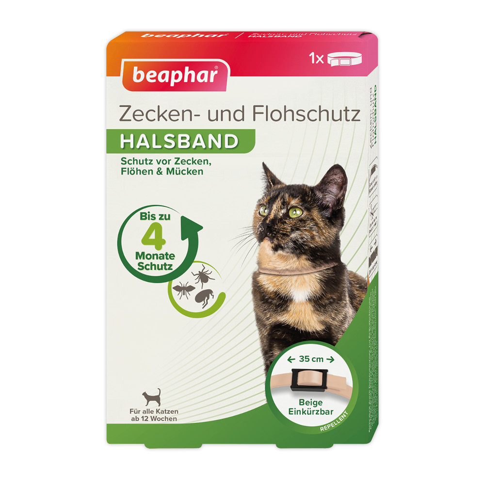 Beaphar Zecken- und Flohschutz Halsband 35cm, Katze, beige