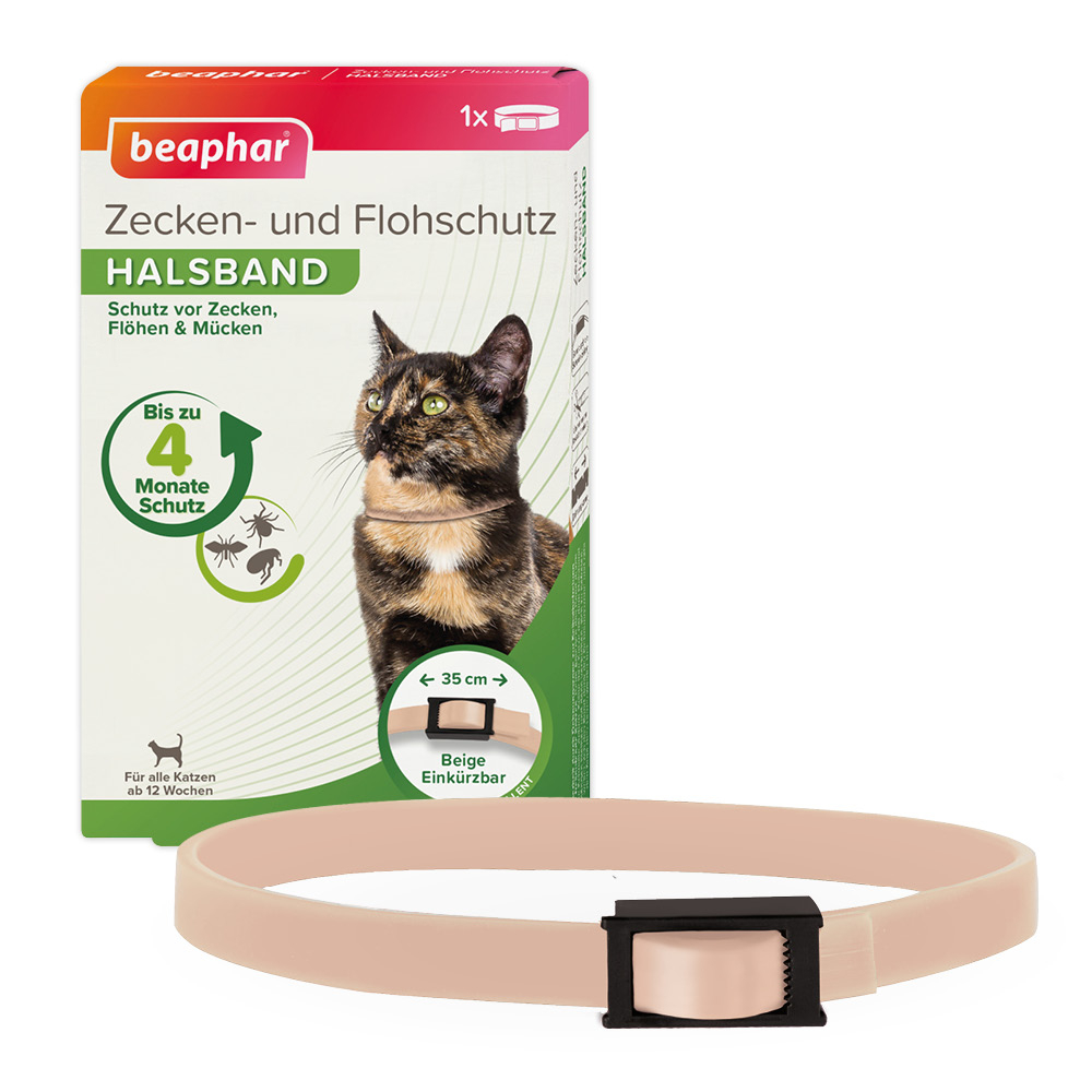 Beaphar Zecken- und Flohschutz Halsband 35cm, Katze, beige
