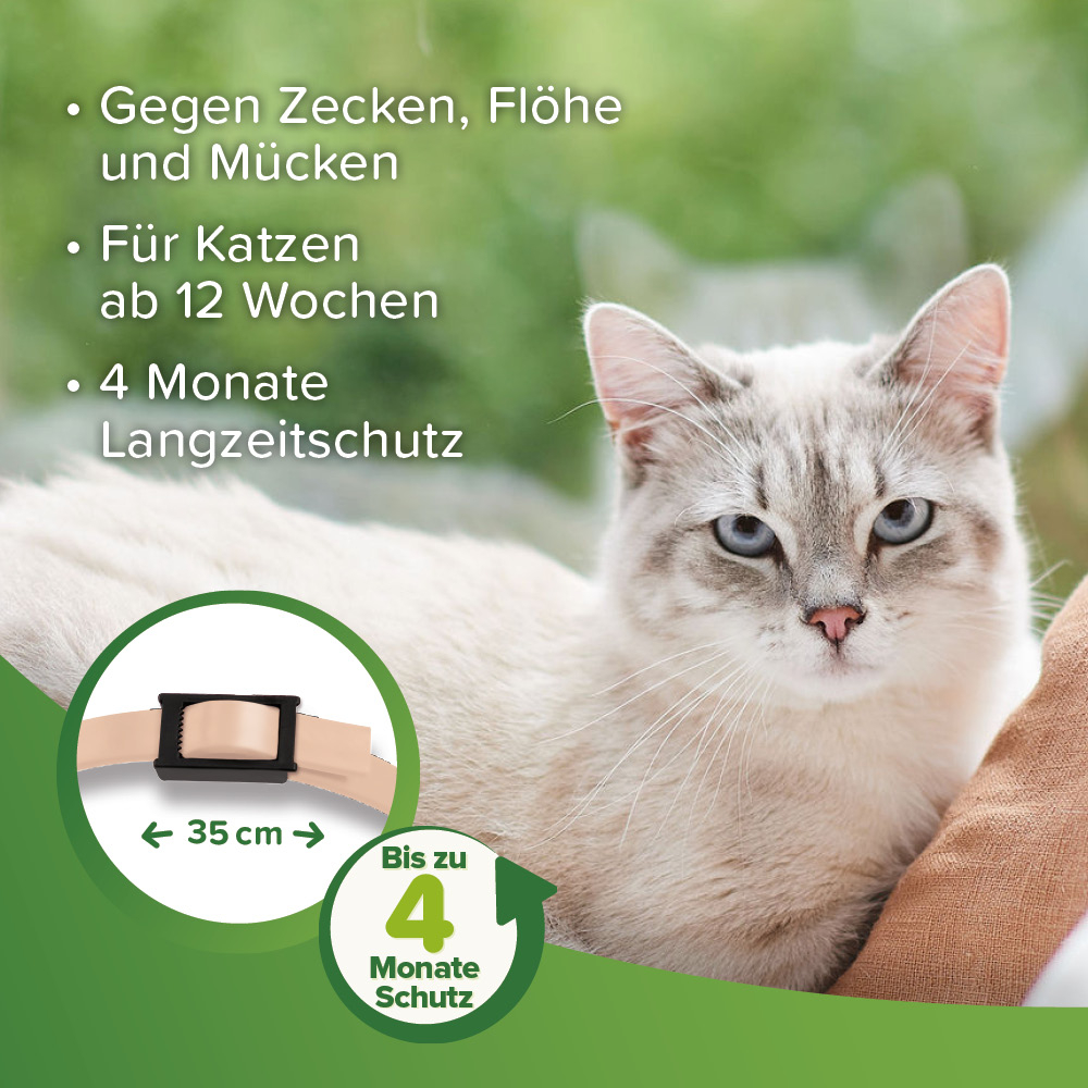 Beaphar Zecken- und Flohschutz Halsband 35cm, Katze, beige