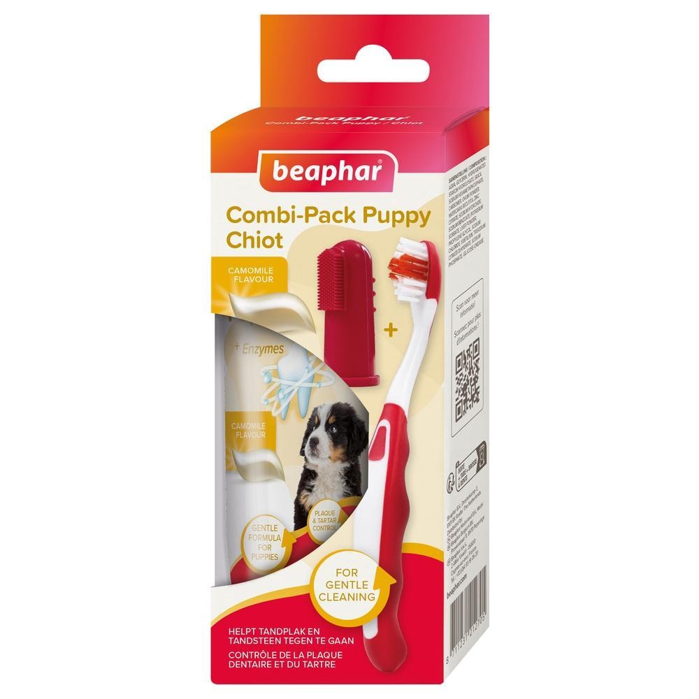 COMBI-PACK dentaire Chiot : dentifrice + 2 brosses à dents