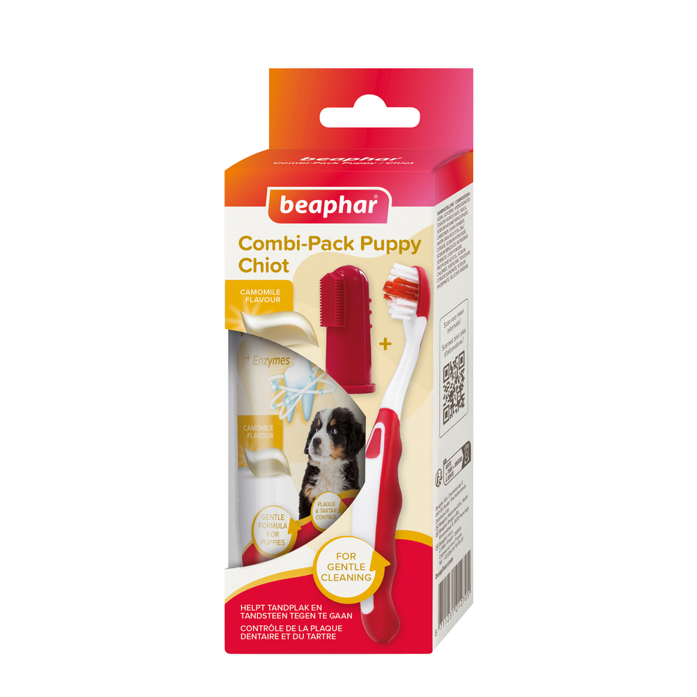 COMBI-PACK dentaire Chiot : dentifrice + 2 brosses à dents