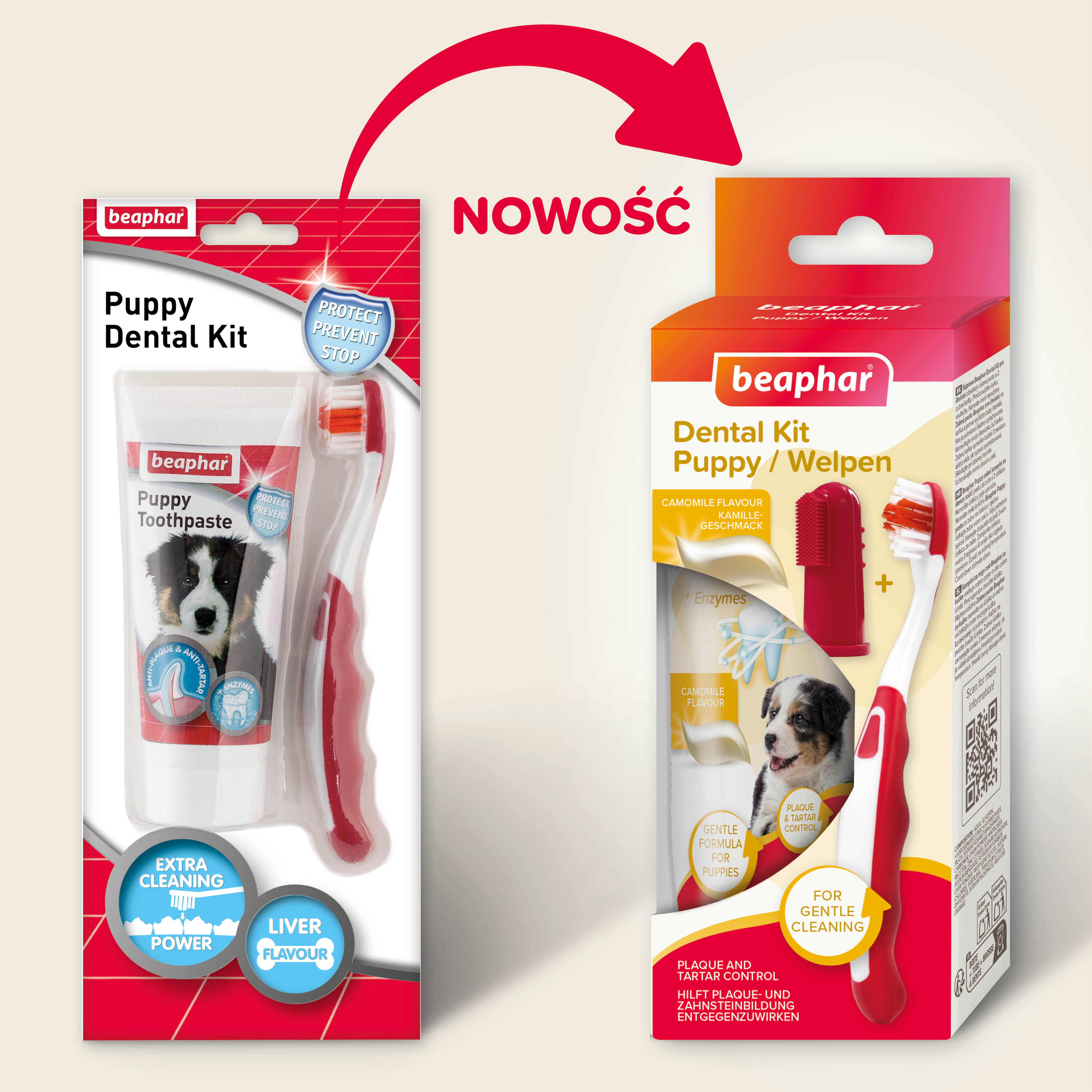PUPPY DENTAL KIT - zestaw: pasta do zębów 50g + szczoteczka dla szczeniąt +szczoteczka naparstkowa