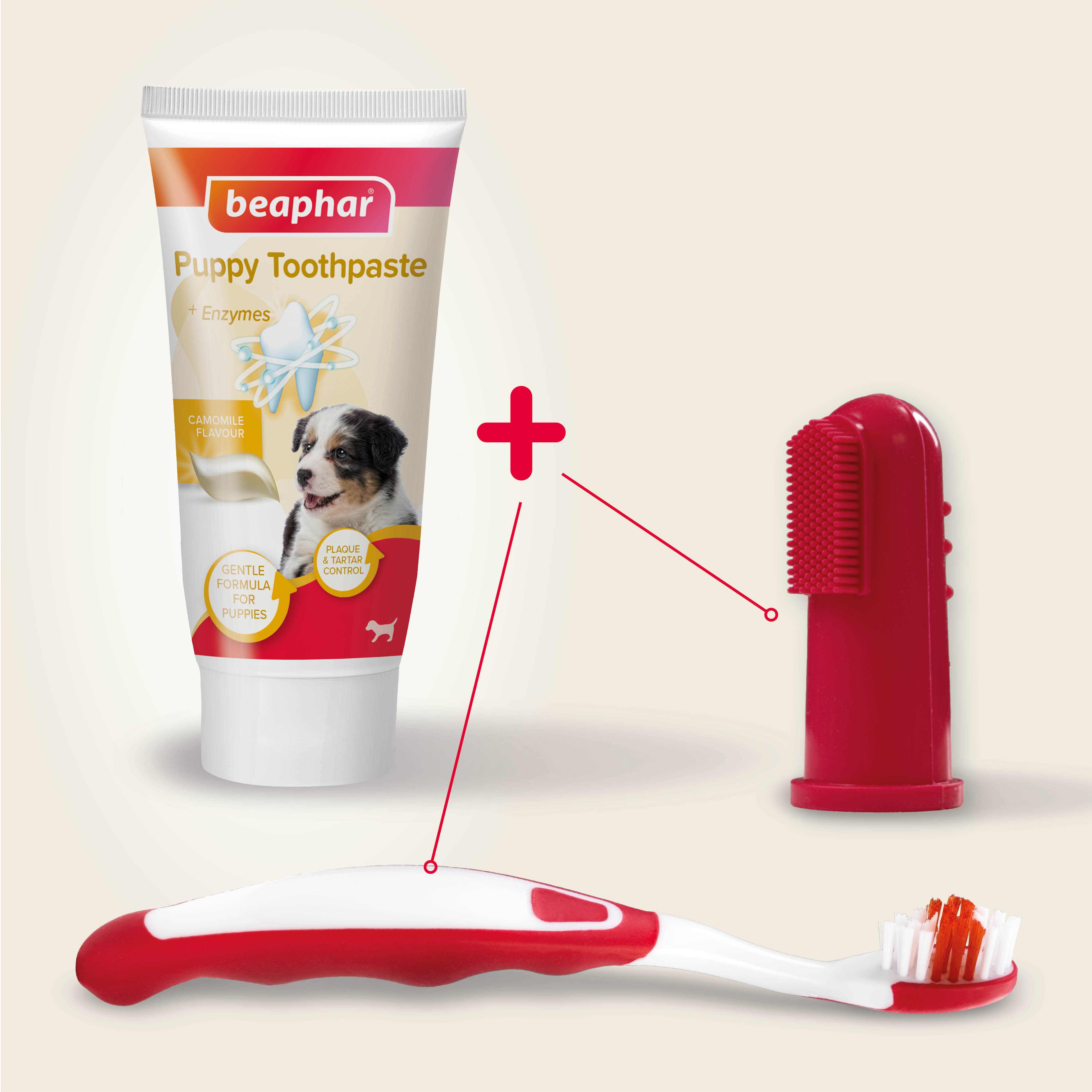 PUPPY DENTAL KIT - zestaw: pasta do zębów 50g + szczoteczka dla szczeniąt +szczoteczka naparstkowa