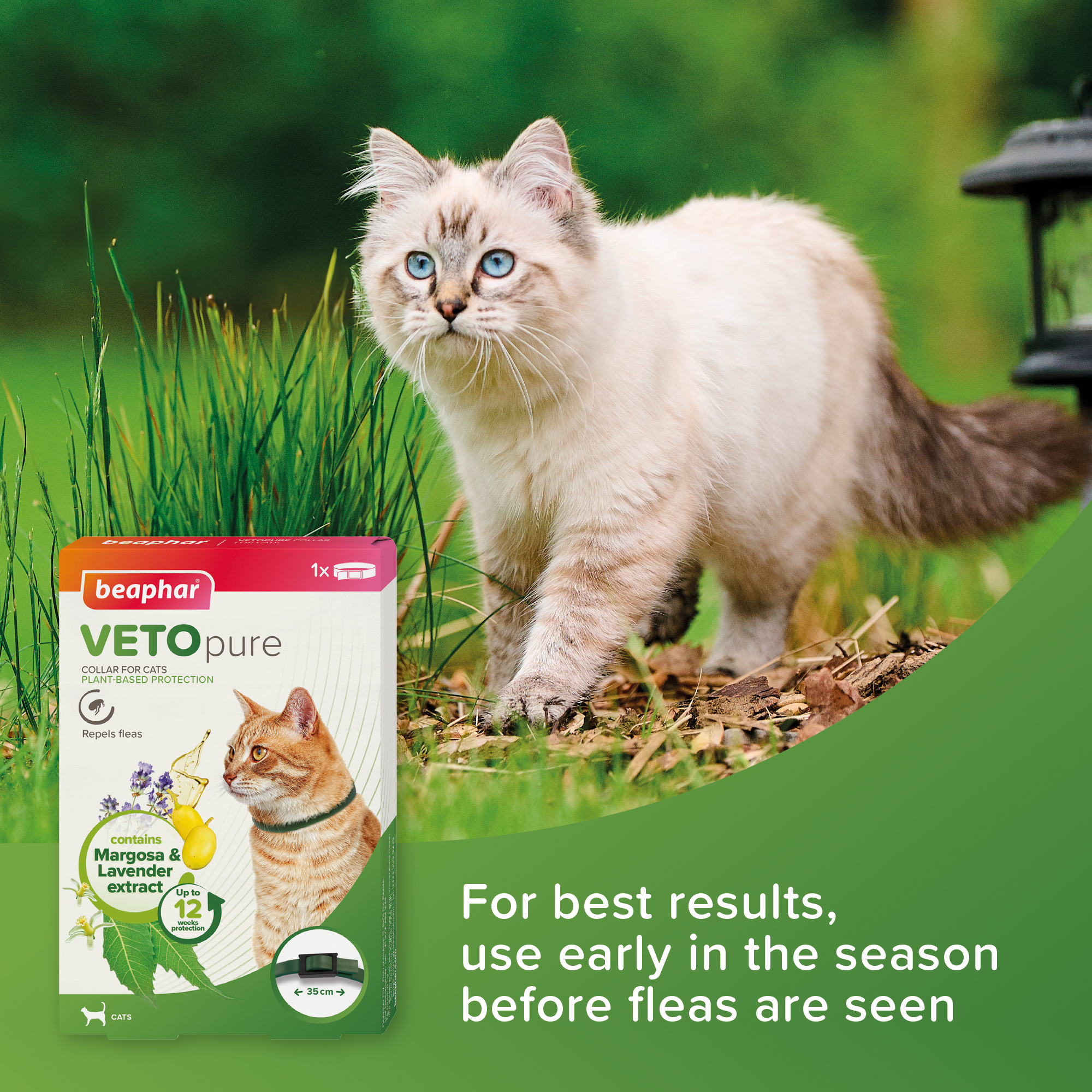 Beaphar VETOpure Plant-Based Protection Flea Collar for Cats | 35cm