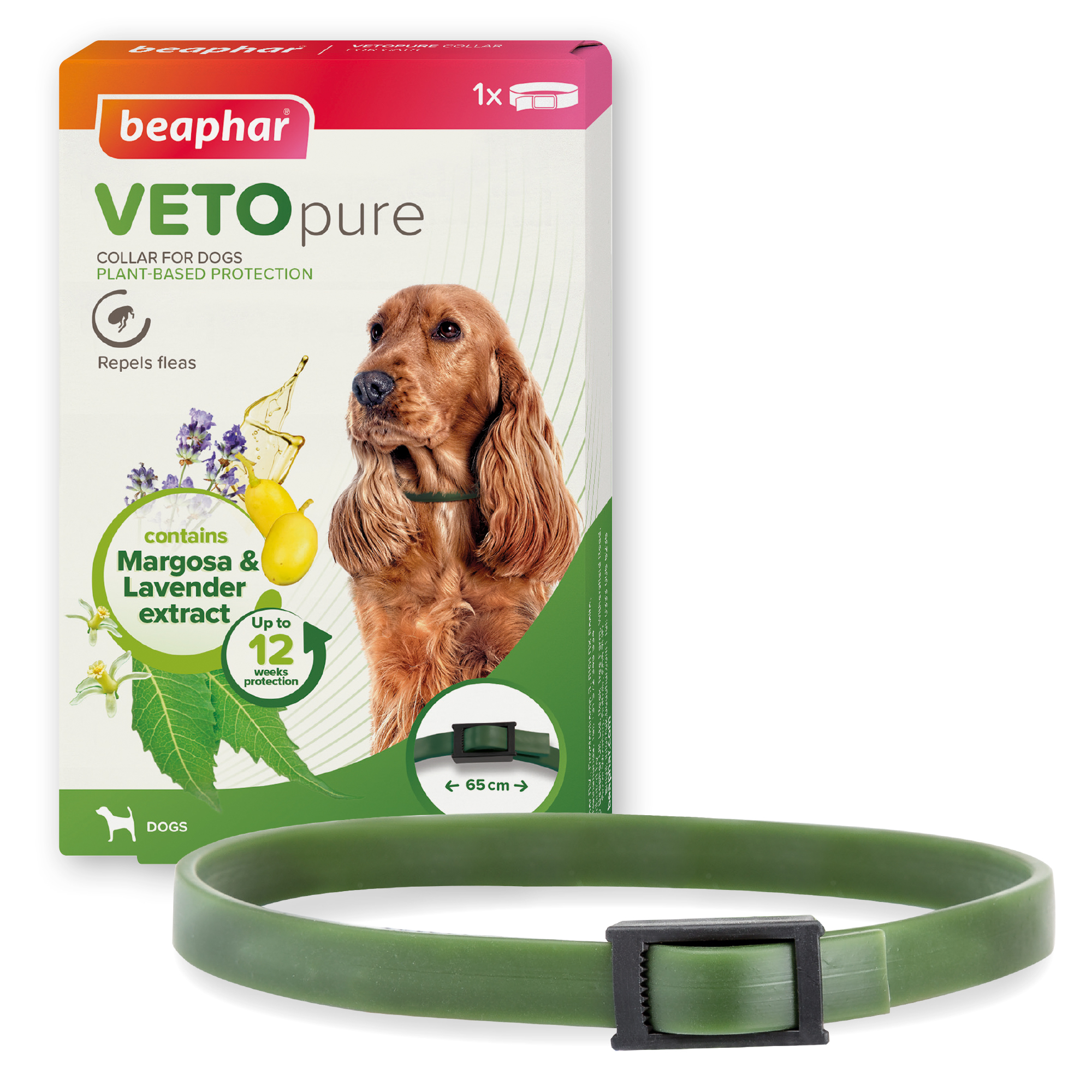 Beaphar VETOpure Plant-Based Protection Flea Collar for Dogs, 65cm