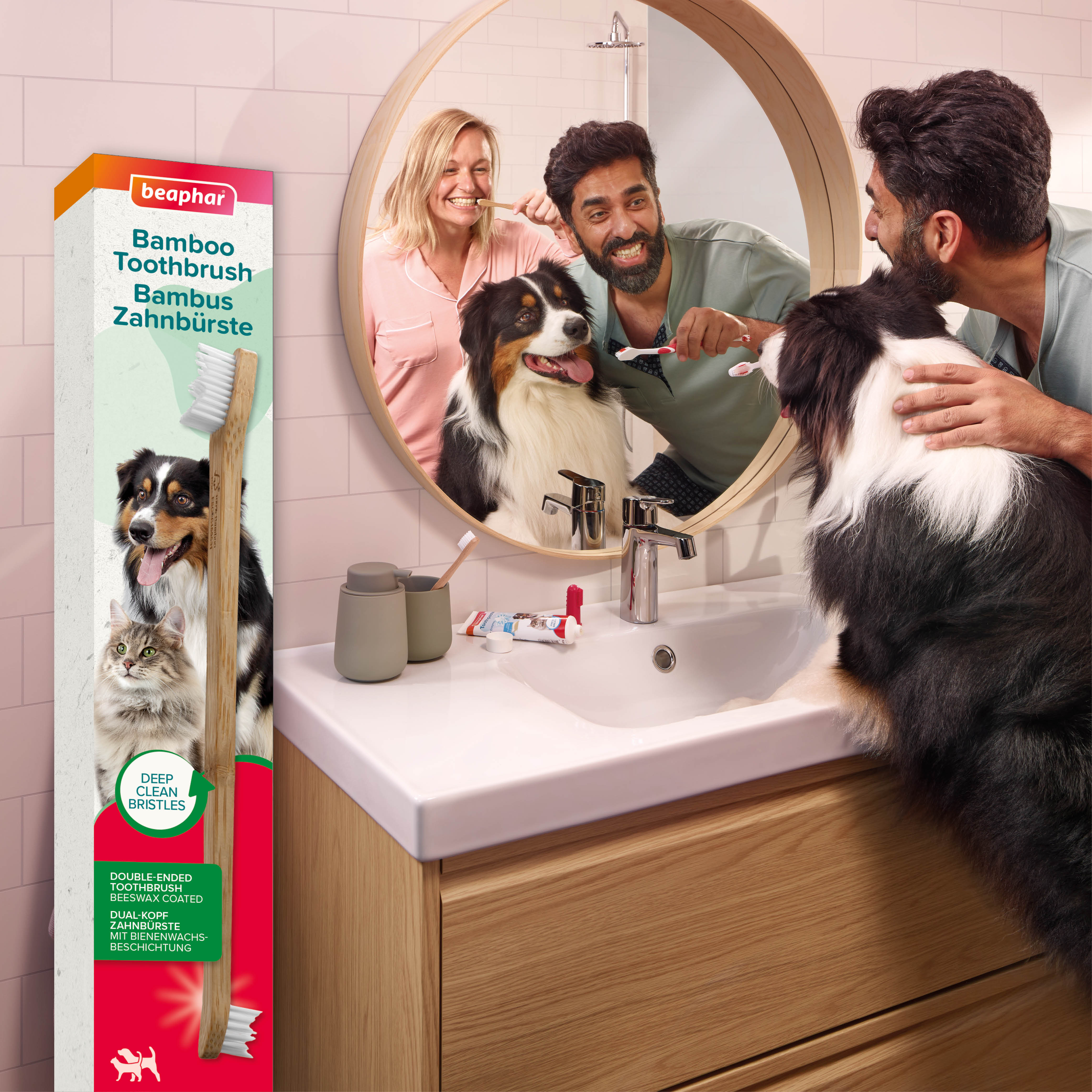 BAMBOO TOOTHBRUSH - dwugłowicowa bambusowa szczoteczka do zębów dla kotów i psów