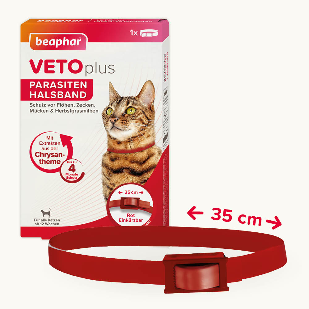 VETOplus Parasiten Halsband Rot 35cm, Katze