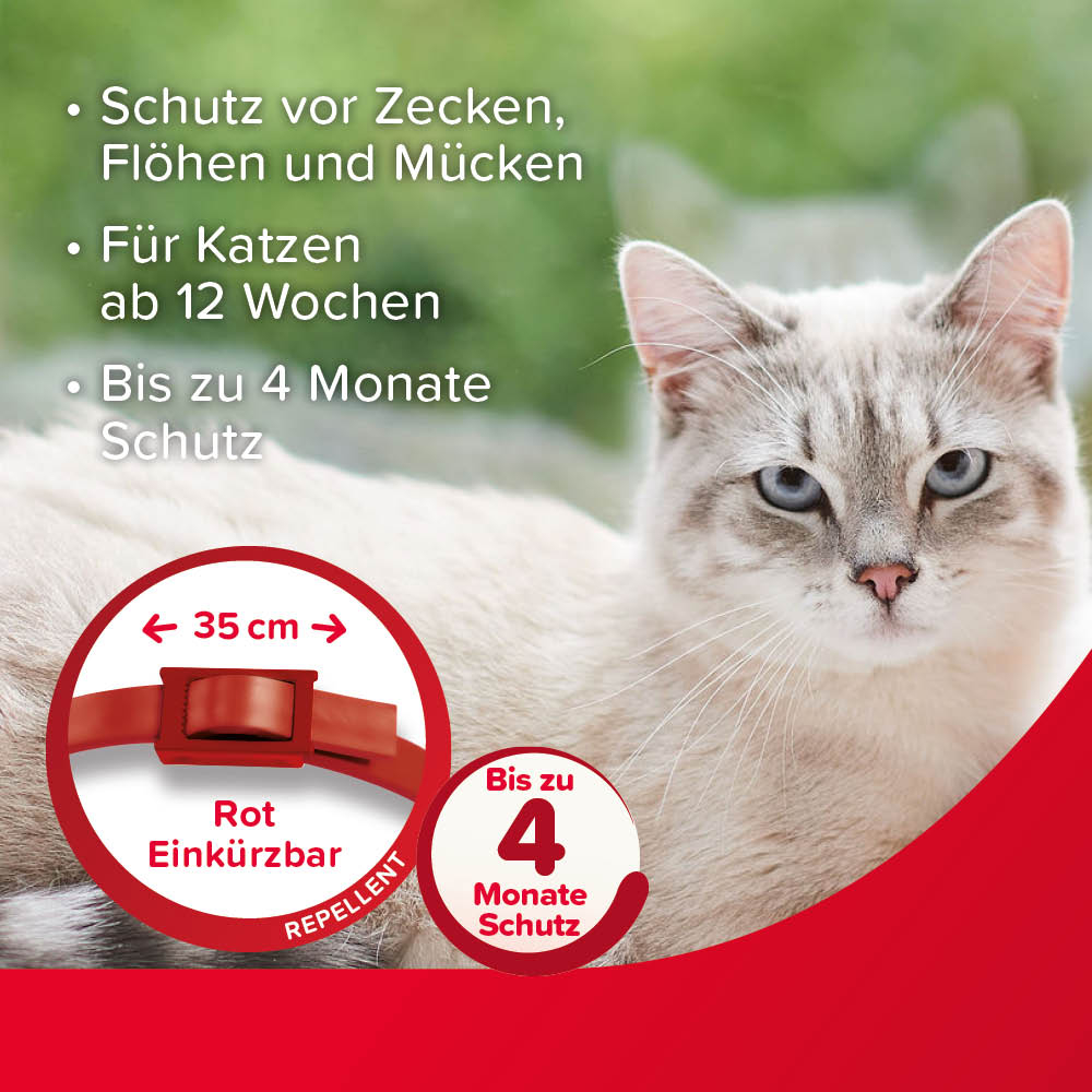 VETOplus Parasiten Halsband Rot 35cm, Katze
