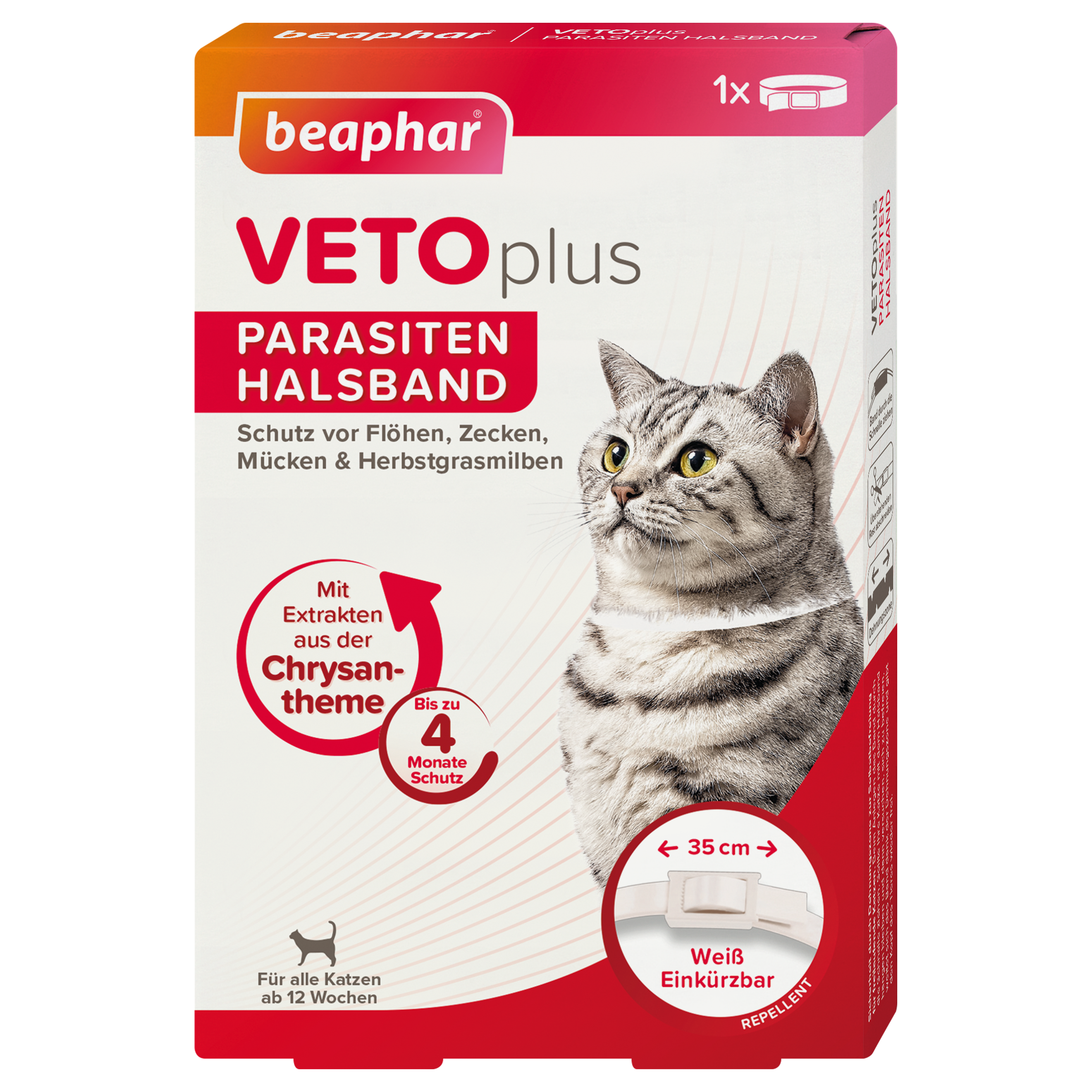 VETOplus Parasiten Halsband Weiß 35cm, Katze
