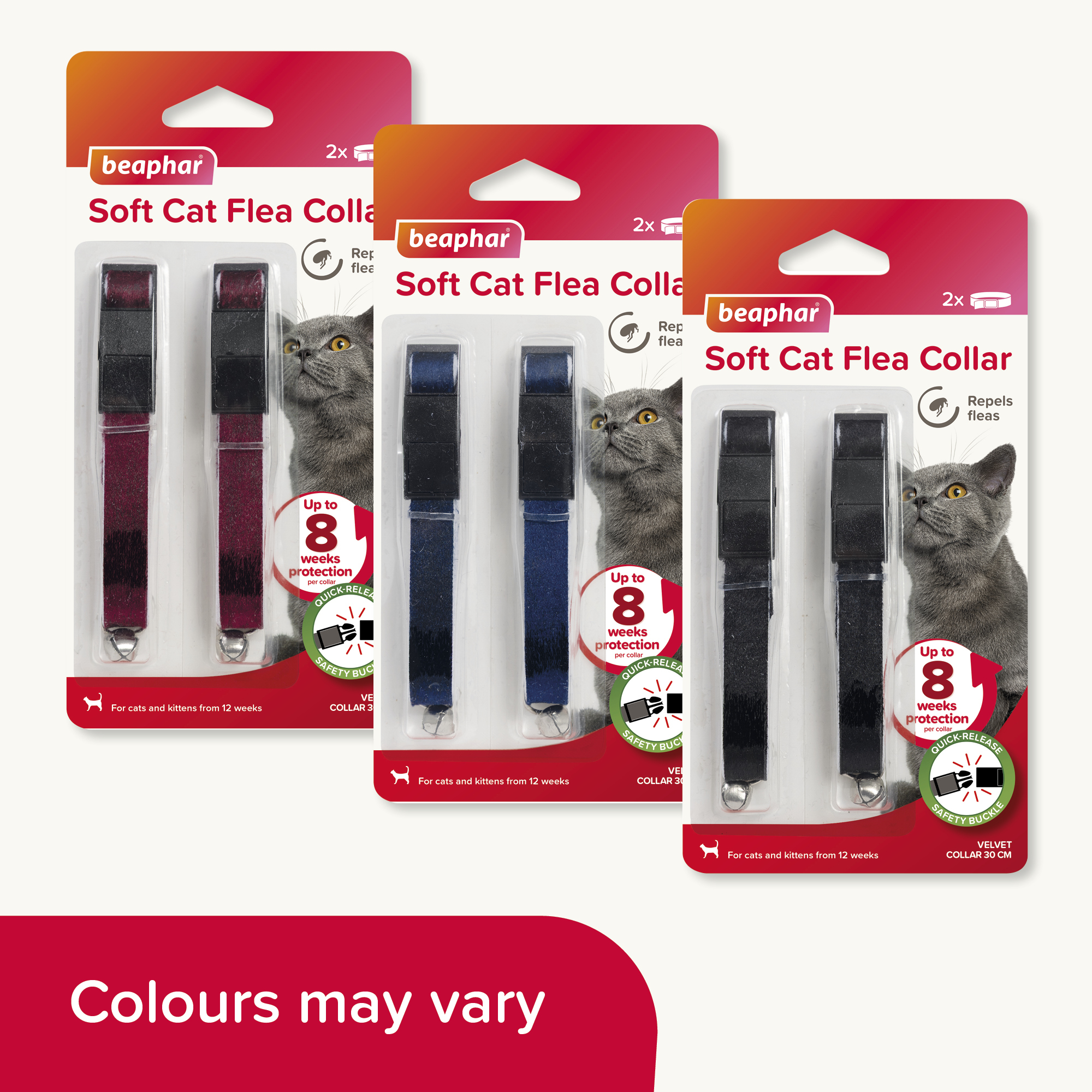 Beaphar Soft Velvet Flea Collar for Cats – Twin Pack, 30cm