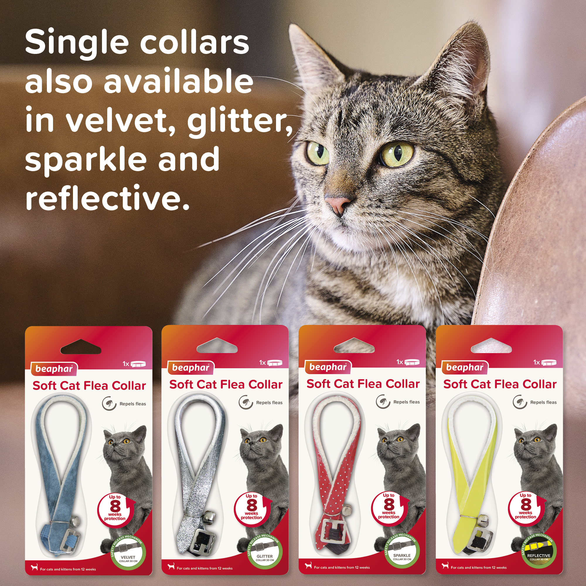 Beaphar Soft Velvet Flea Collar for Cats – Twin Pack, 30cm