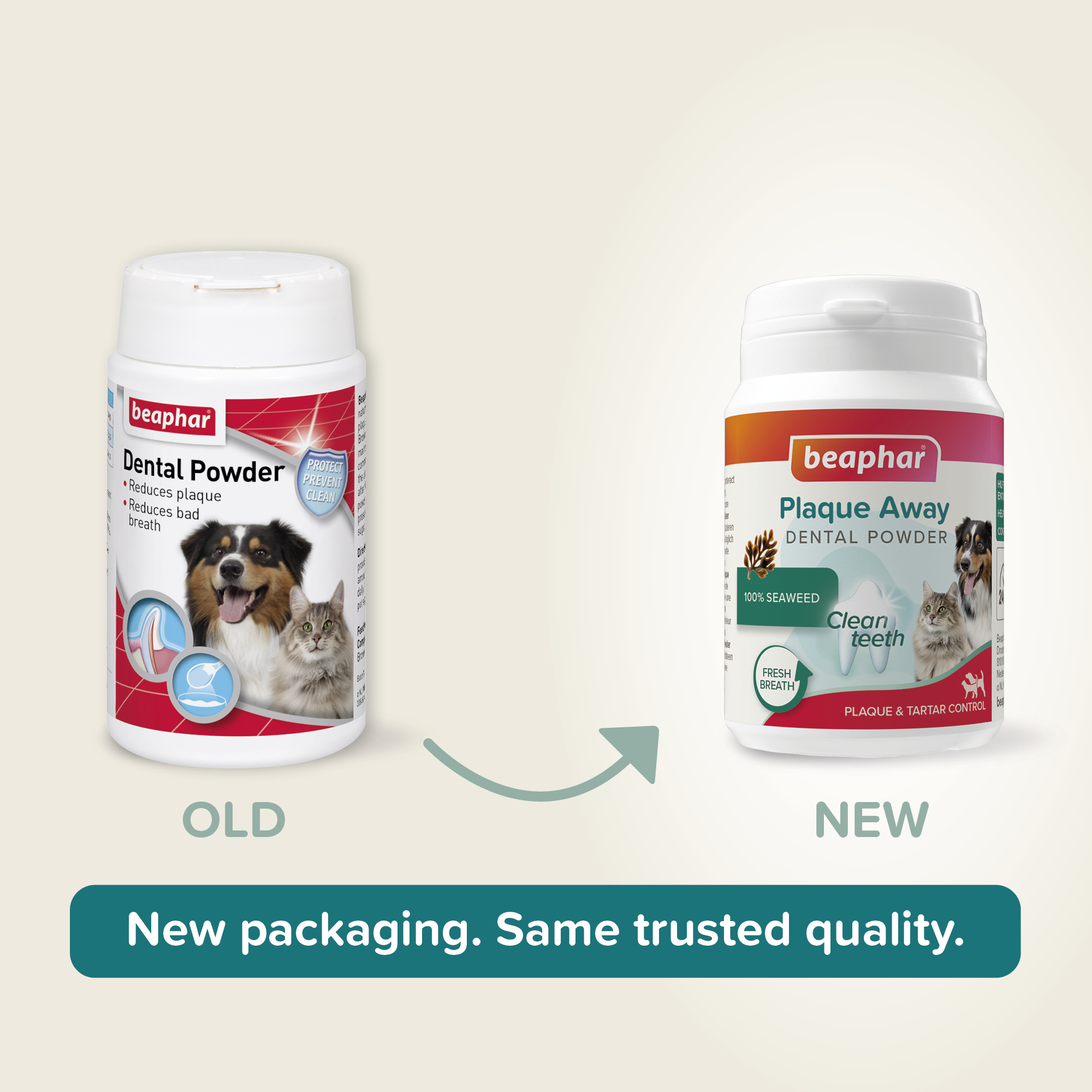 Beaphar Plaque Away Dental Powder for Cats & Dogs, 80g Tub