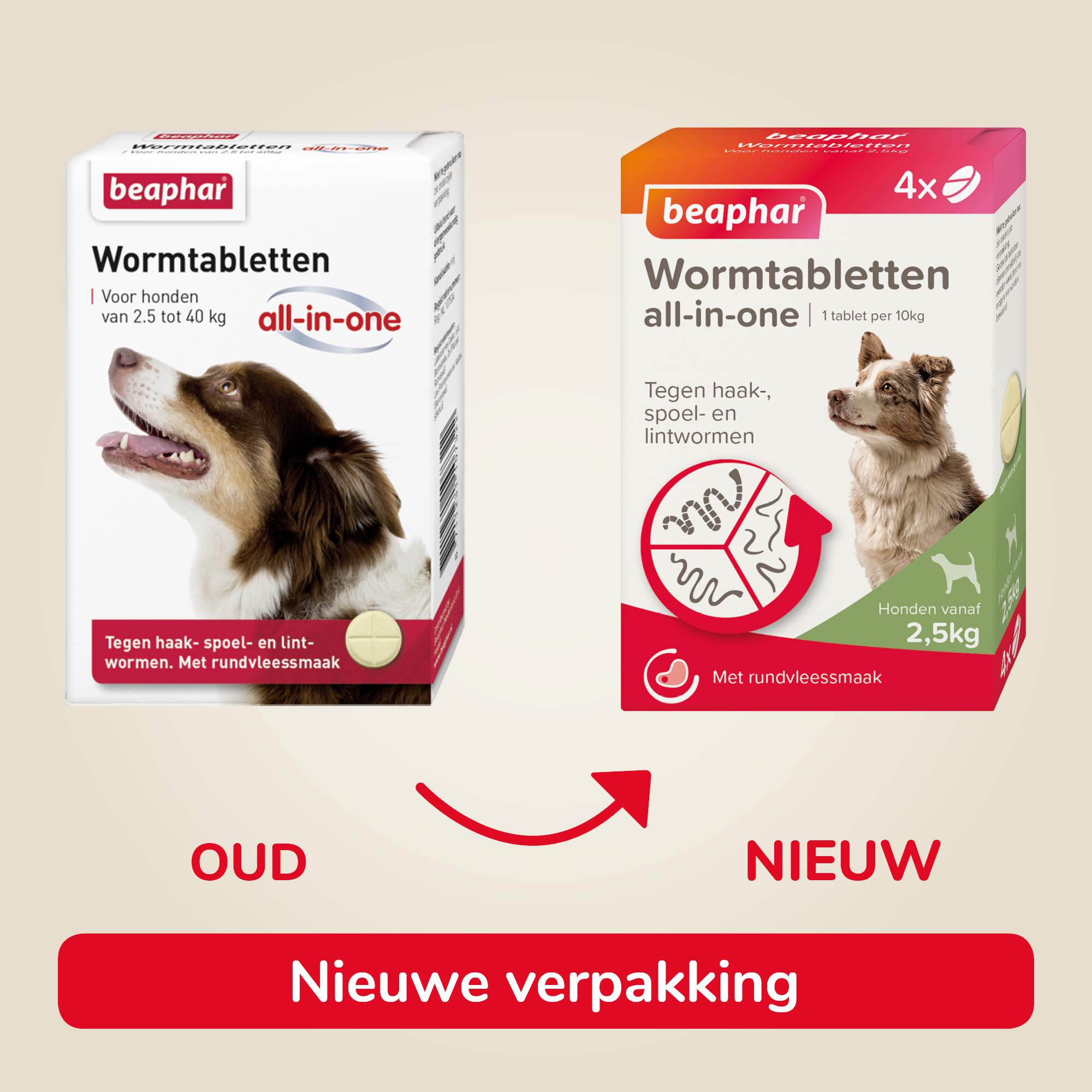 Beaphar Wormtabletten All-in-One hond 2,5-40kg 4 tabletten