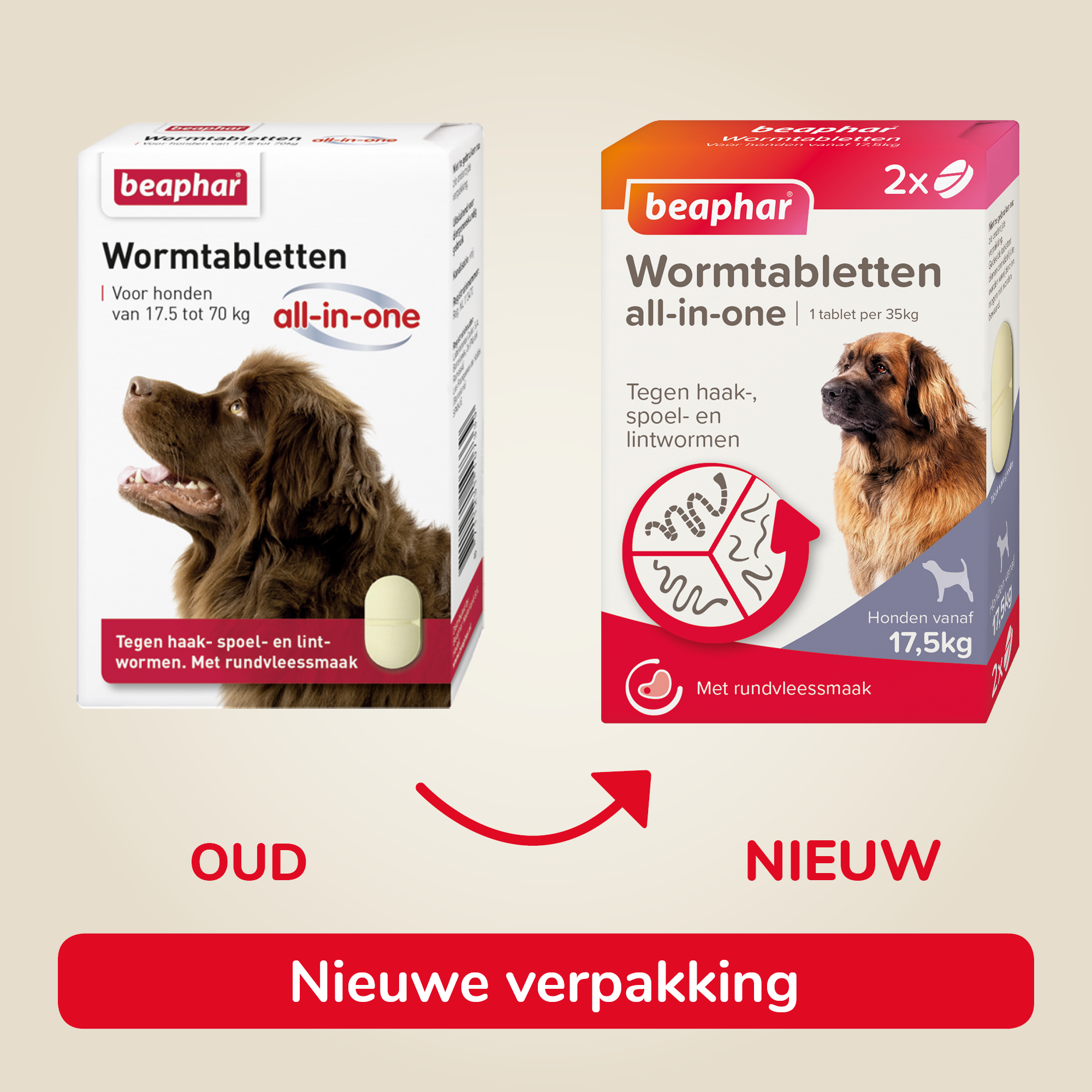 Beaphar Wormtabletten All-in-One hond 17,5-70kg 2 tabletten